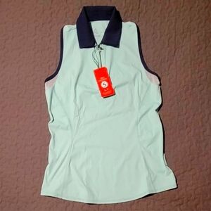 Adair sleeveless polo pale aqua & navy NWT